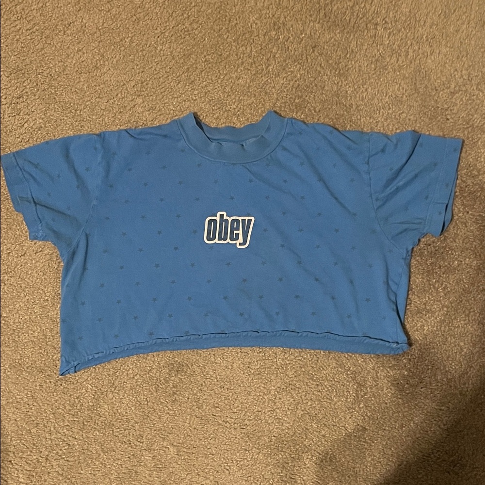Woman’s OBEY Blue Star w Logo Cropped Top